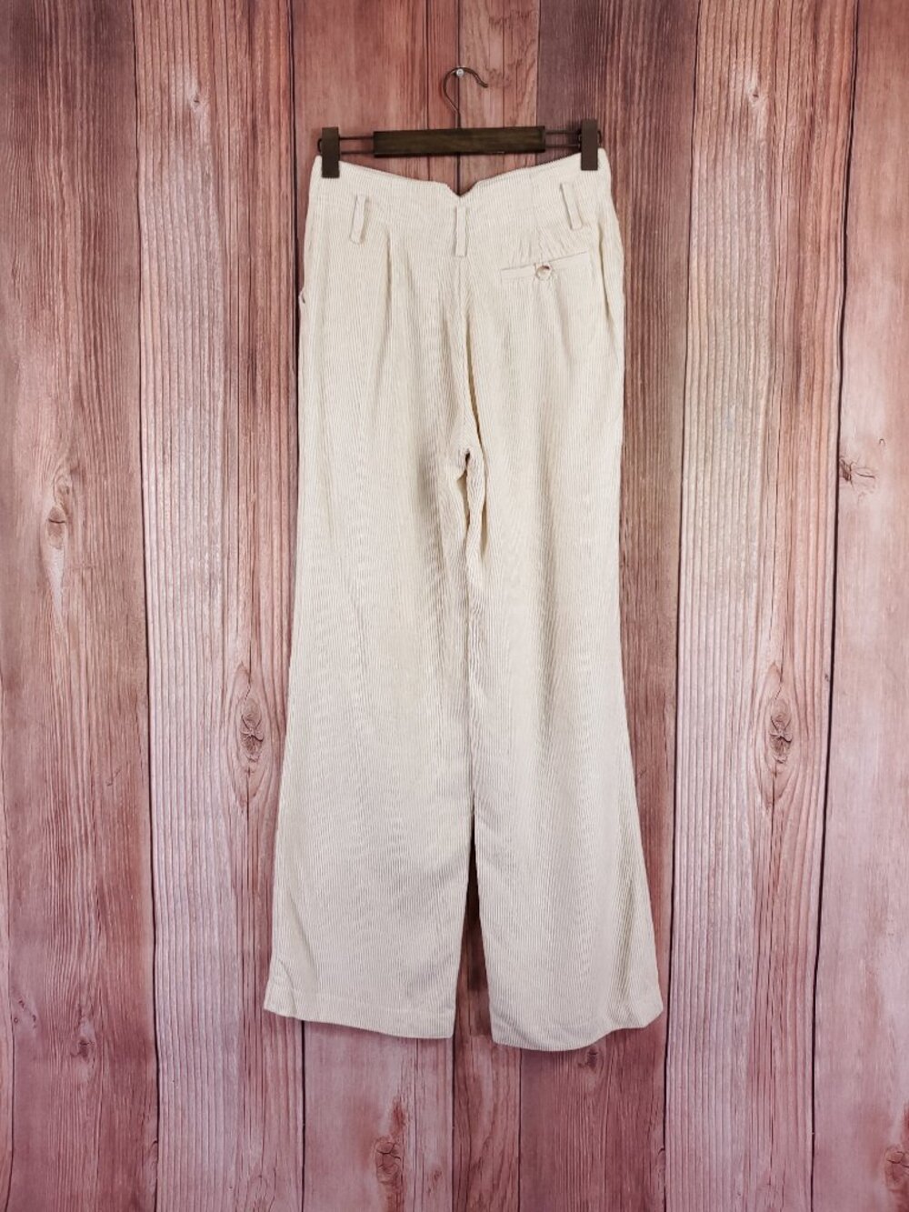 Sezane Womens 36 US 4 Cream Corduroy Wide Leg High Rise Trousers Pants Boho - Picture 2 of 16